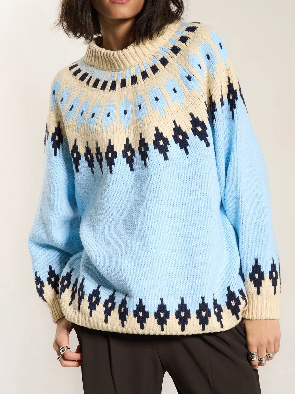 Kathleen Fair Isle Pullover -Sky