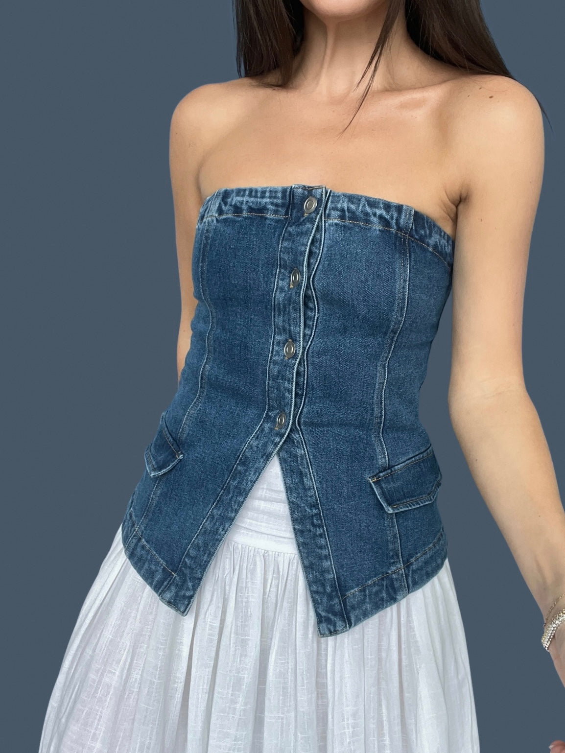 Denim Strapless Top