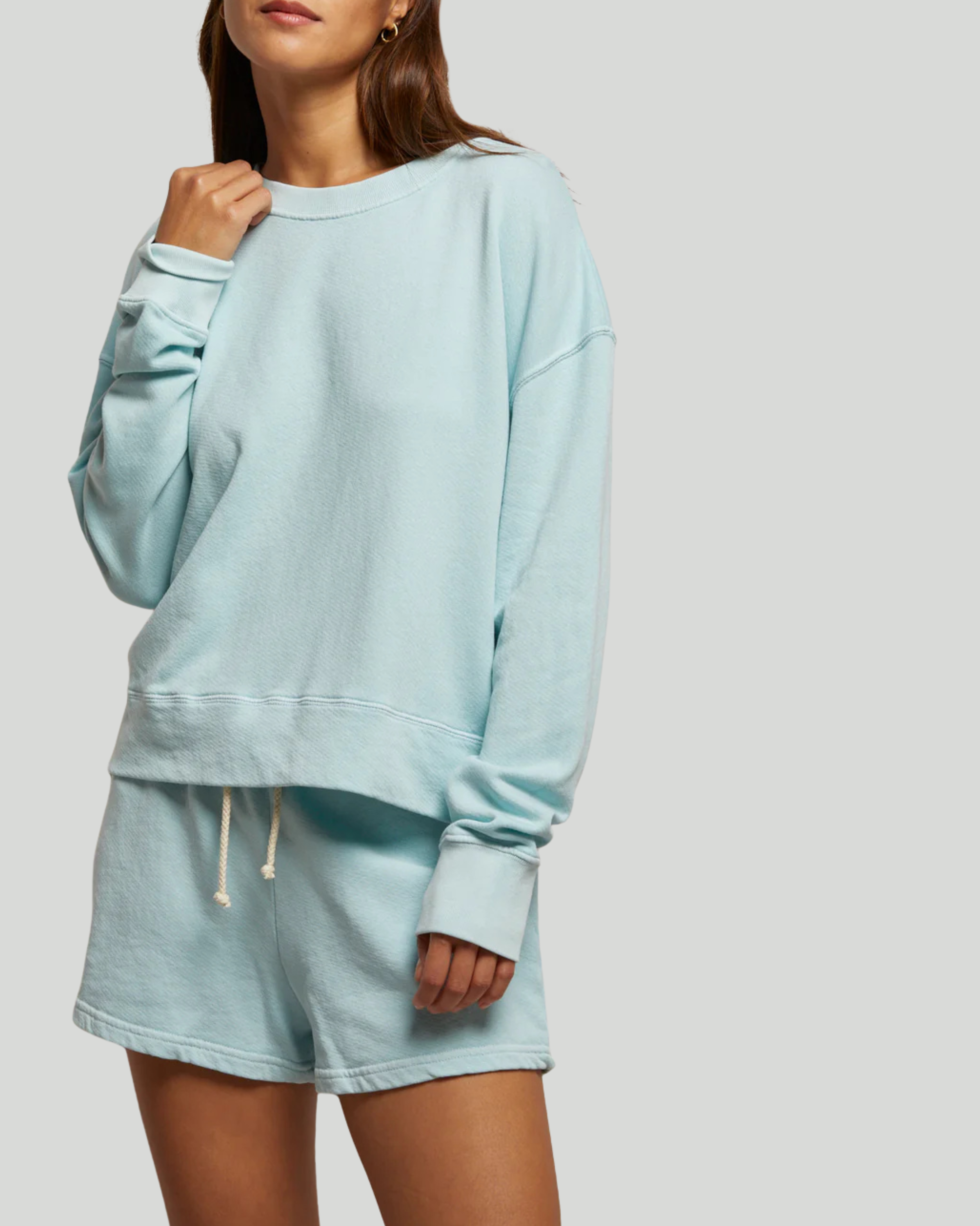 French Terry Pullover Sweatshirt - Iced Aqua