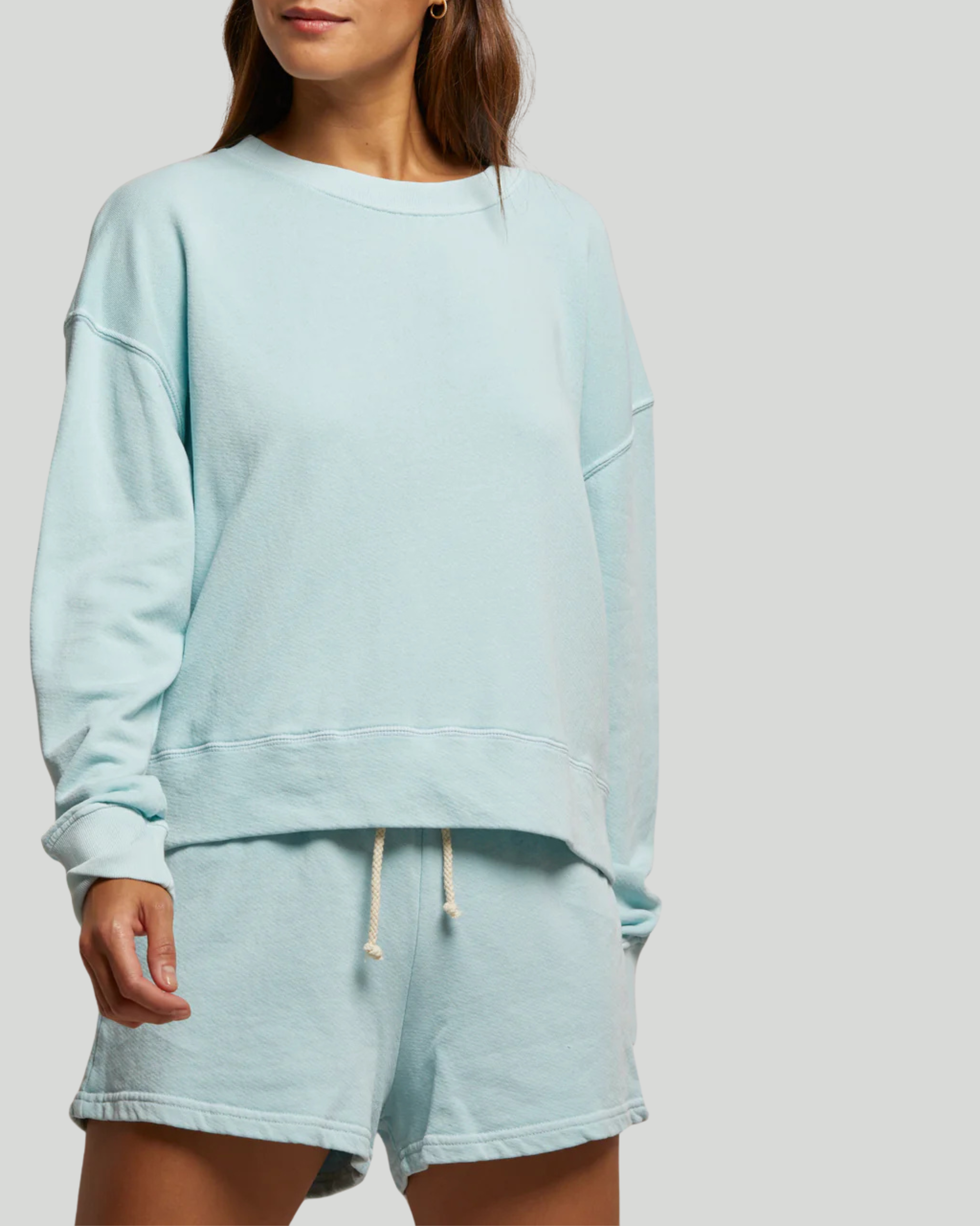 French Terry Pullover Sweatshirt - Iced Aqua