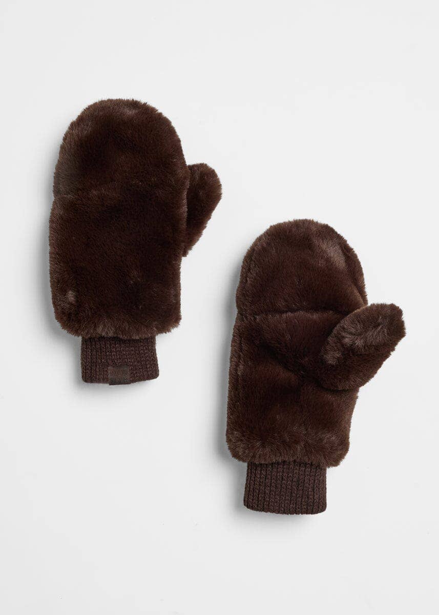Faux-Fur Mittens - Chocolate