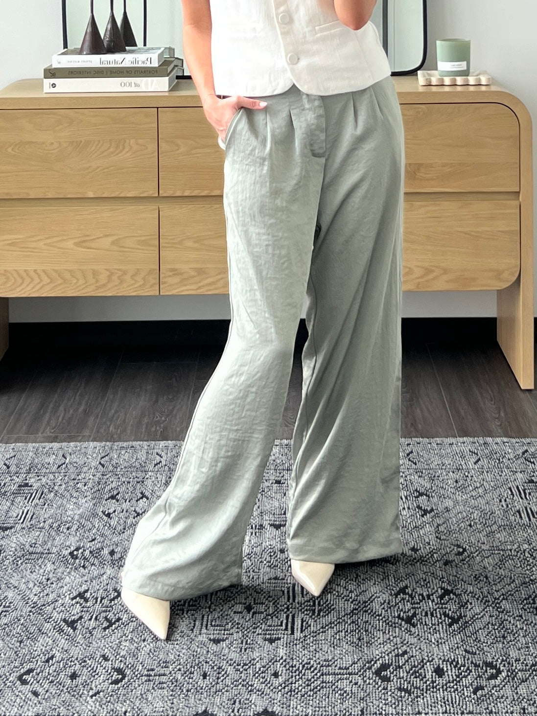 Sage Silk Trousers