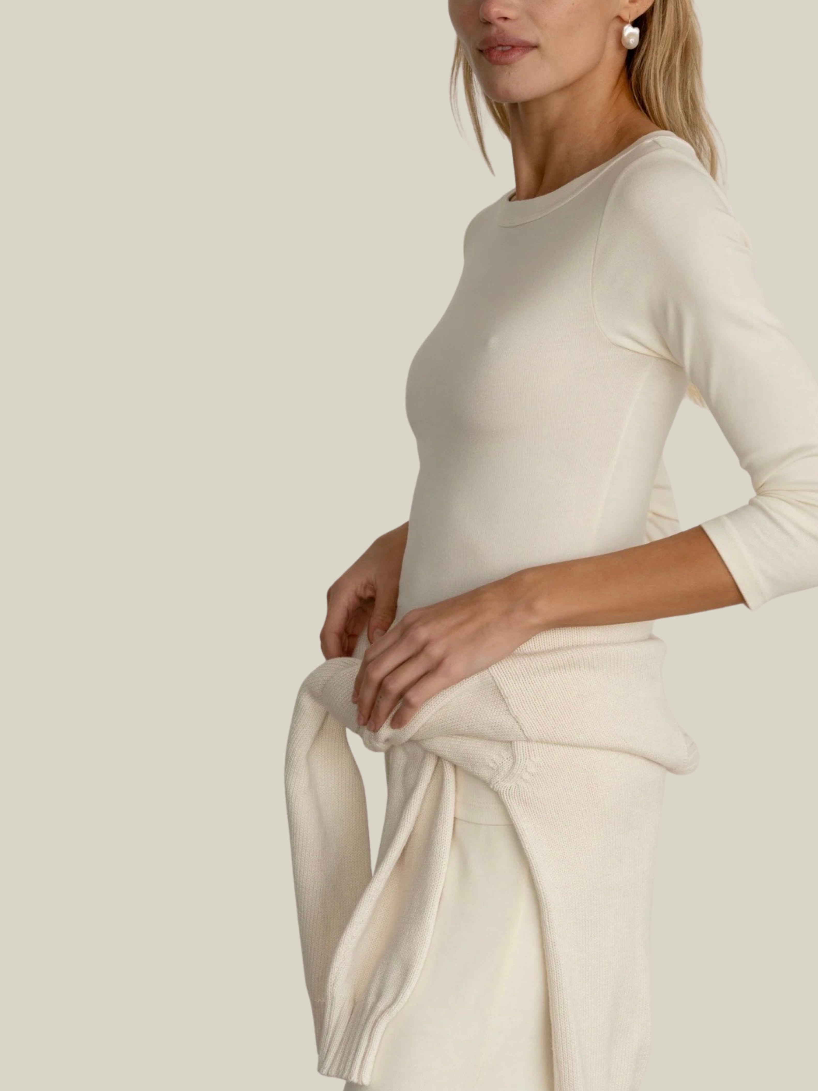 The Baby Rib Boat Neck - Creme