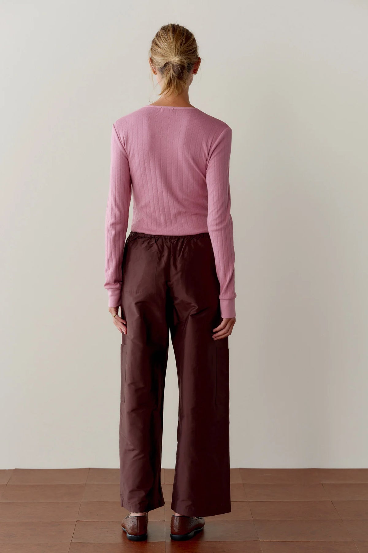 Silk Taffeta Cargo Pant - Espresso