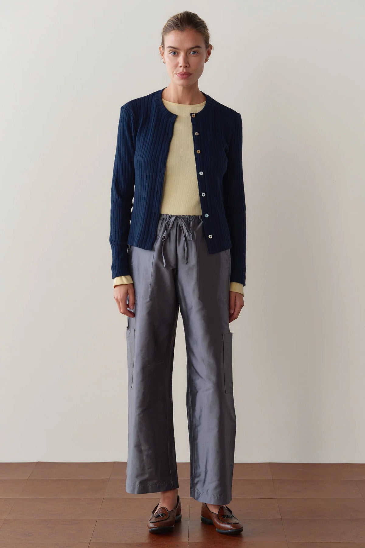 Silk Taffeta Cargo Pant - Pewter