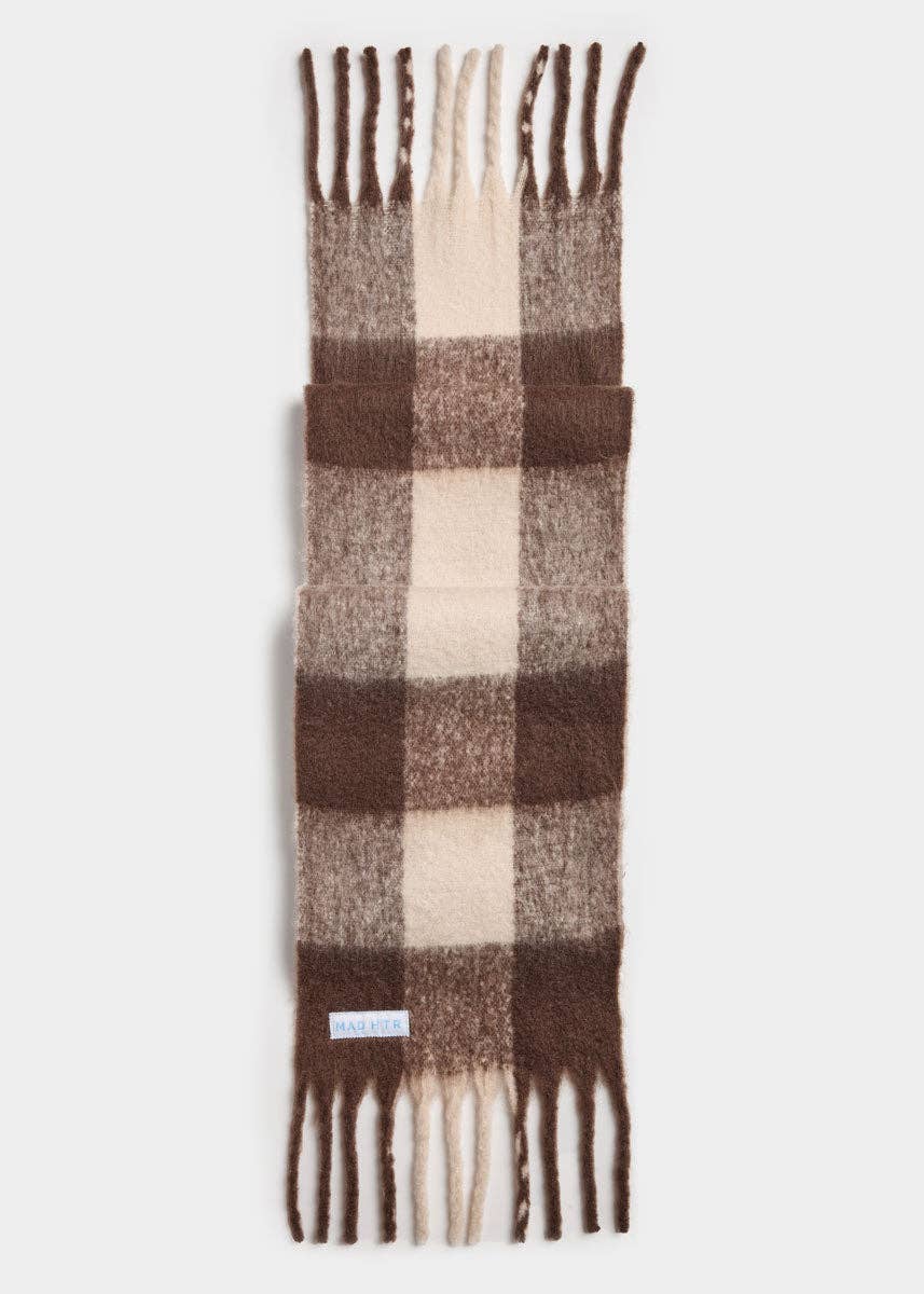 Oversized Blanket Scarf - Espresso & Cream