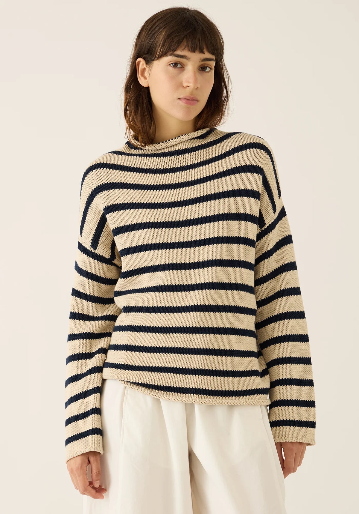Lamis Sweater - Natural / Navy Stripe