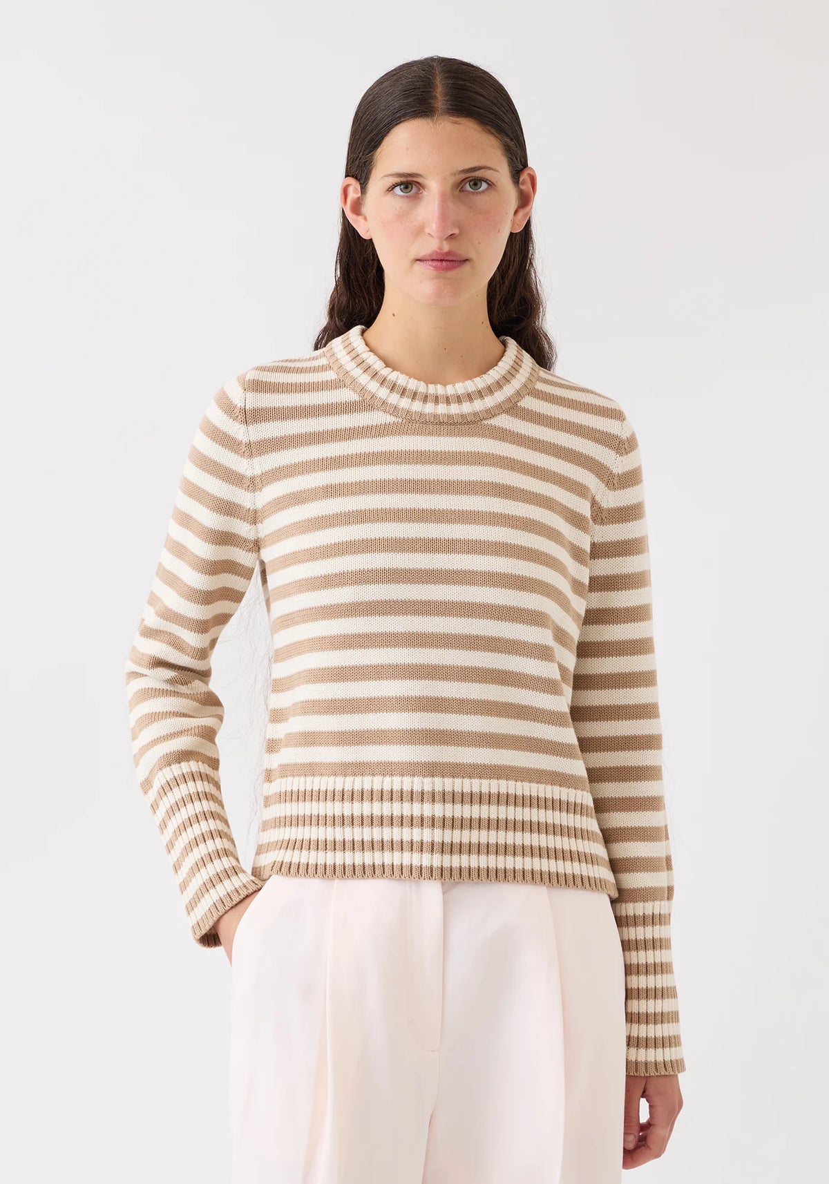 Micha Stripe Sweater - Cashew / Off White