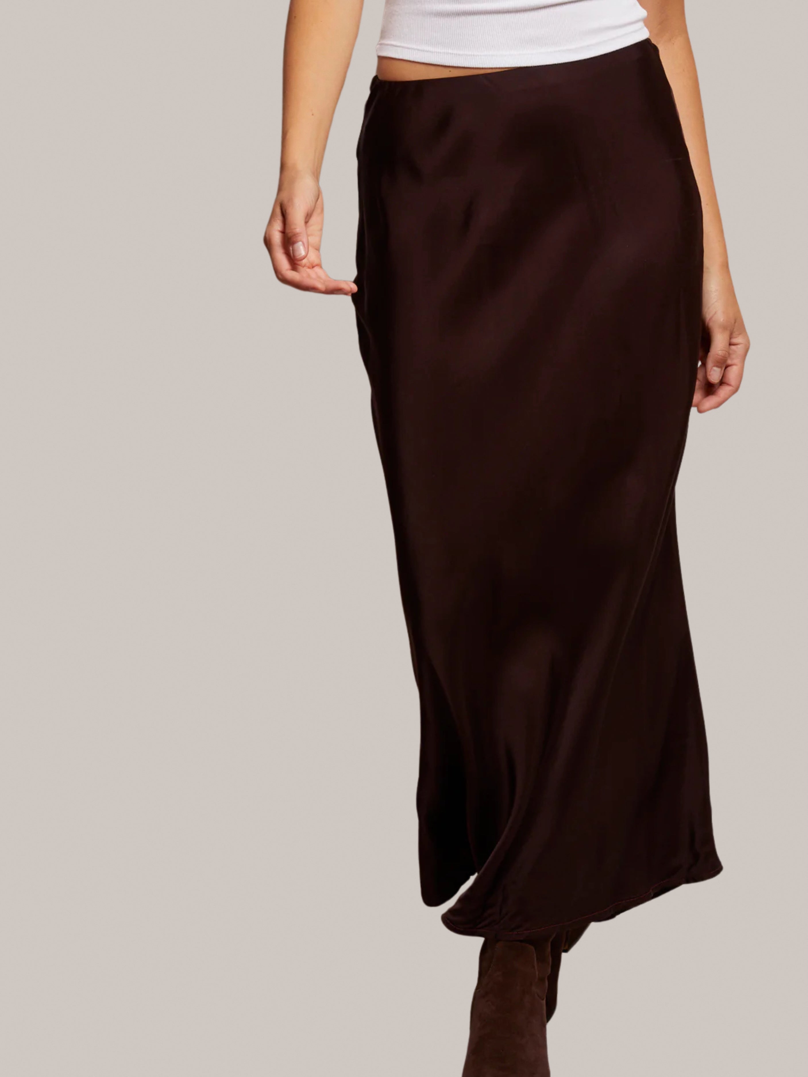 Satin Bias Skirt - Blackberry