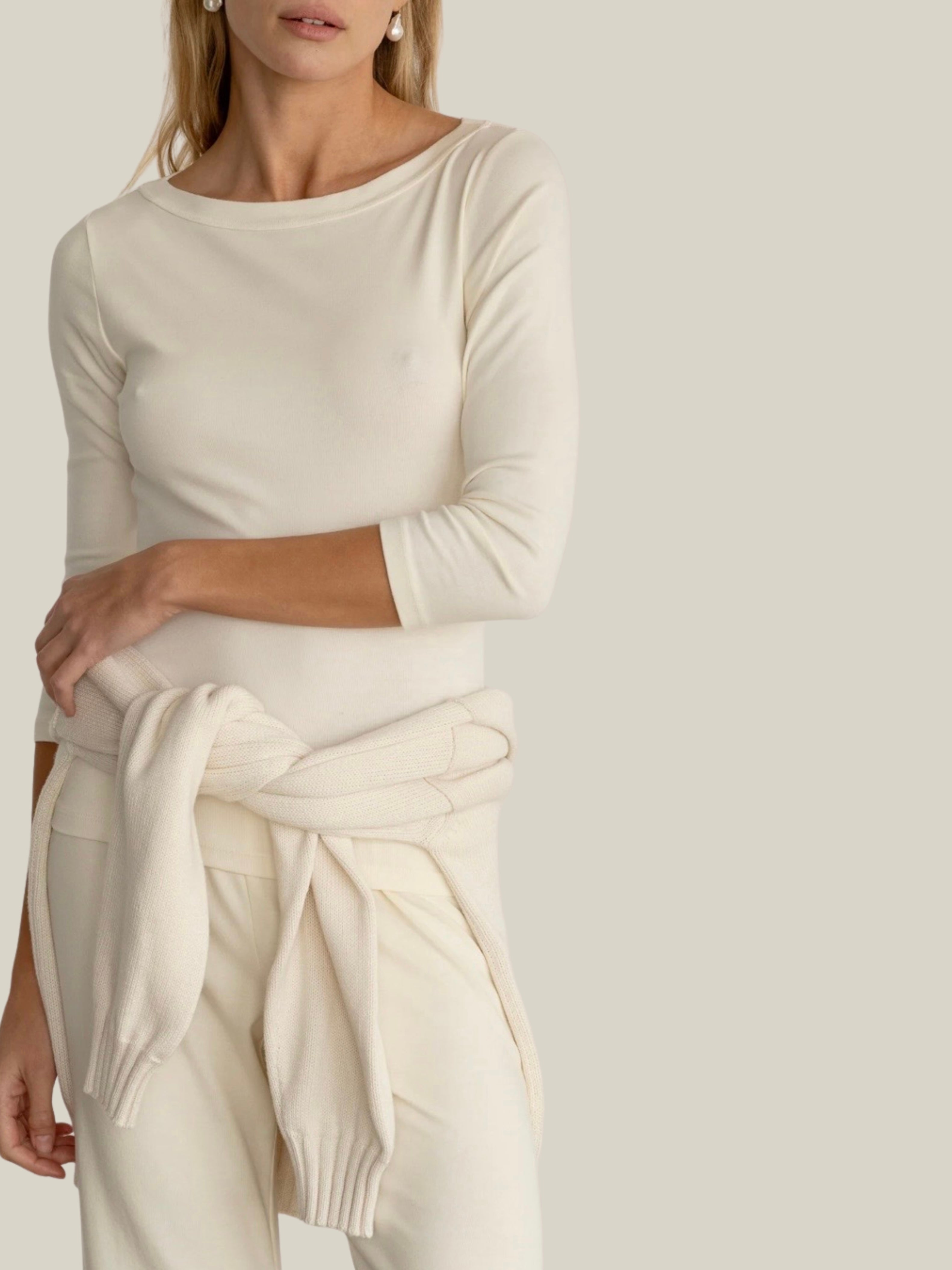 The Baby Rib Boat Neck - Creme