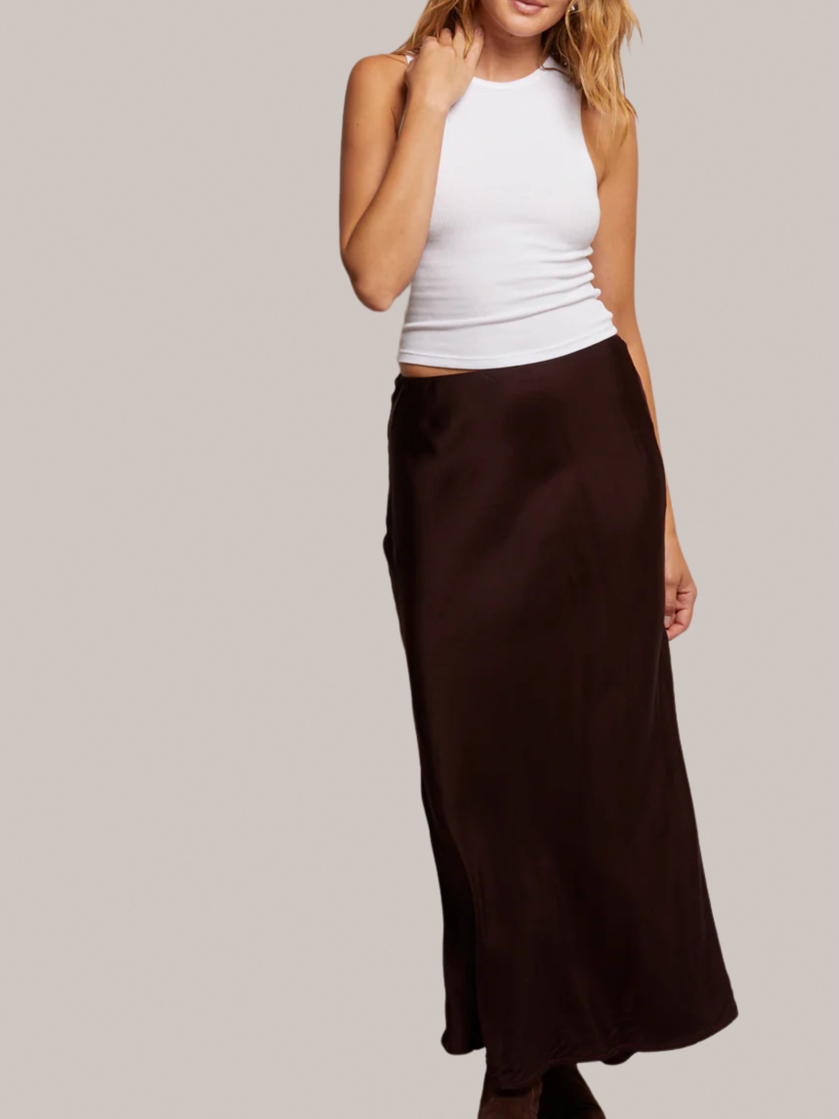 Satin Bias Skirt - Blackberry