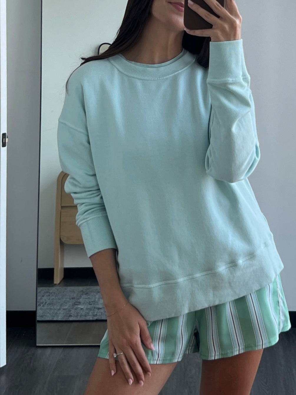 French Terry Pullover Sweatshirt - Iced Aqua