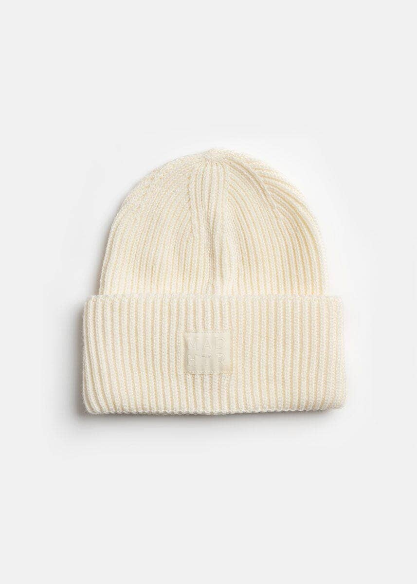 Ribbed Knit Beanie - Antique White