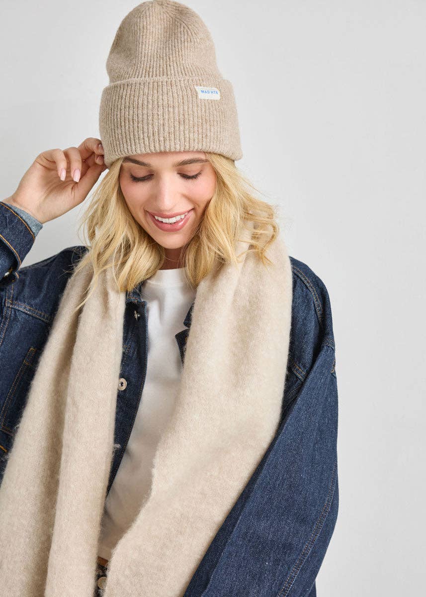 Ribbed Knit Beanie - Heather Taupe