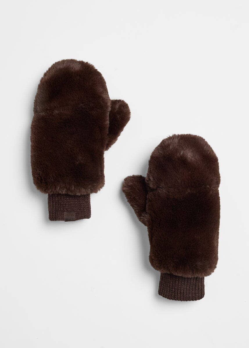 Faux-Fur Mittens - Chocolate