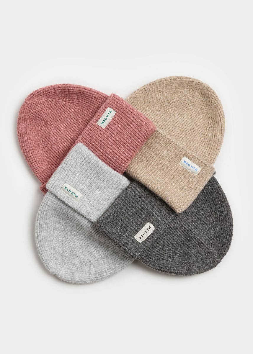 Ribbed Knit Beanie - Heather Taupe