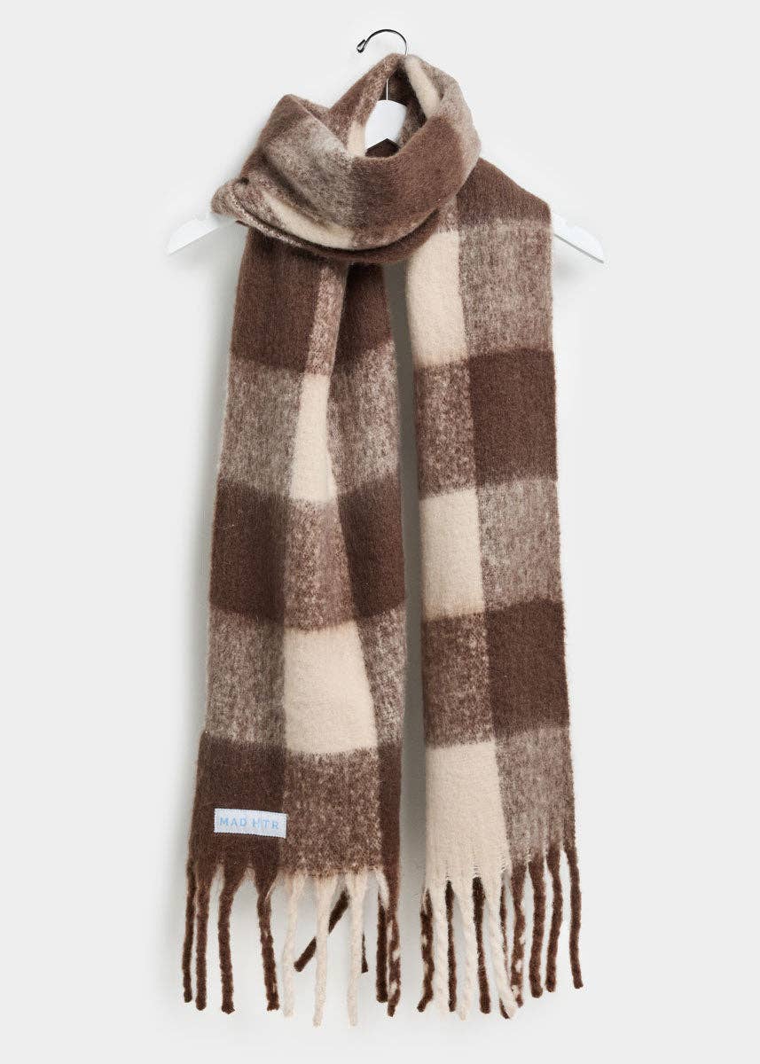 Oversized Blanket Scarf - Espresso & Cream