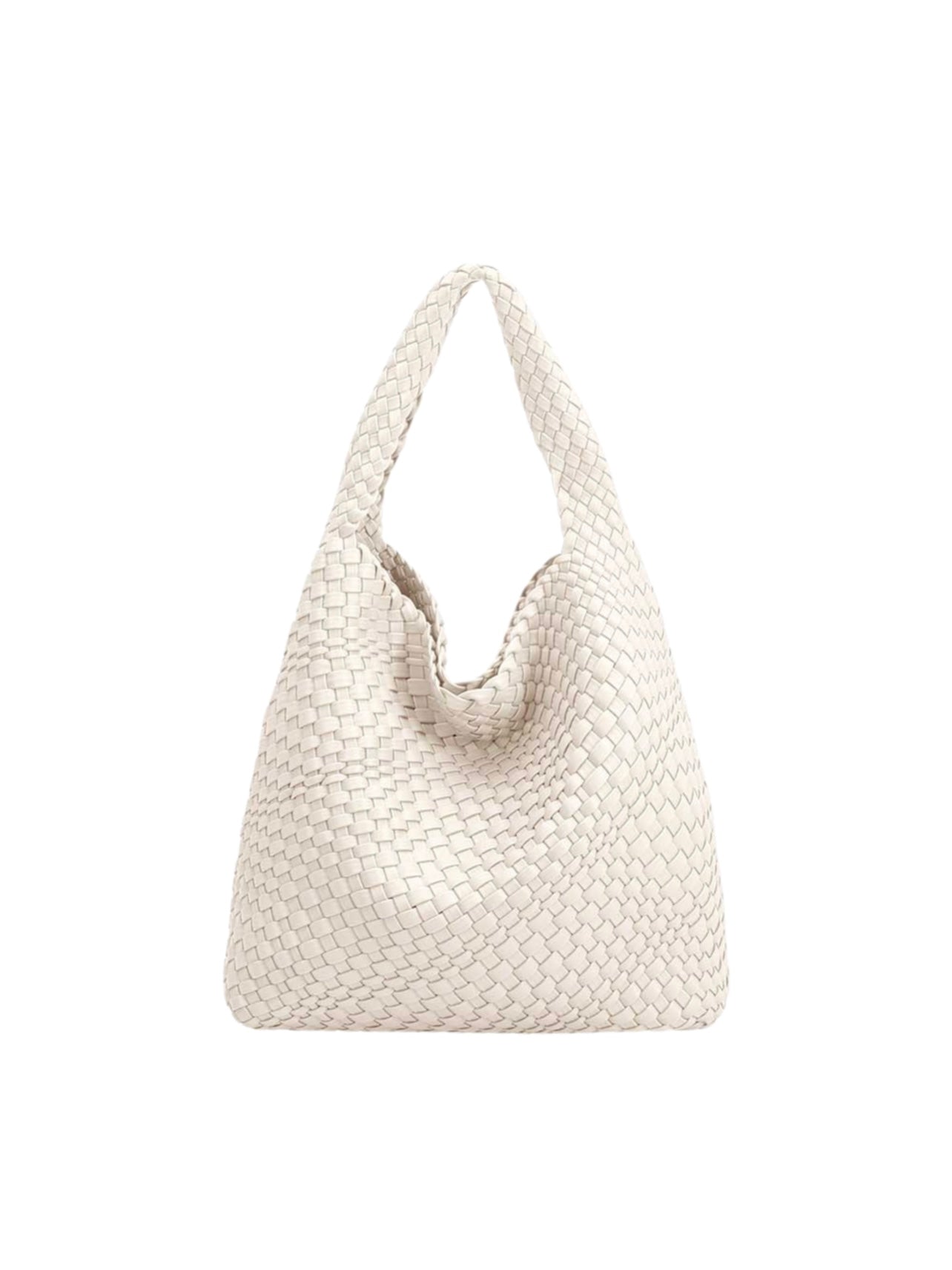 Vegan Woven Shoulder Bag - White