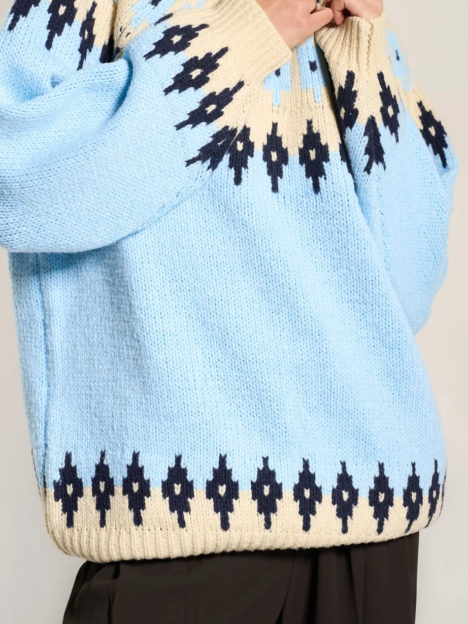 Kathleen Fair Isle Pullover -Sky