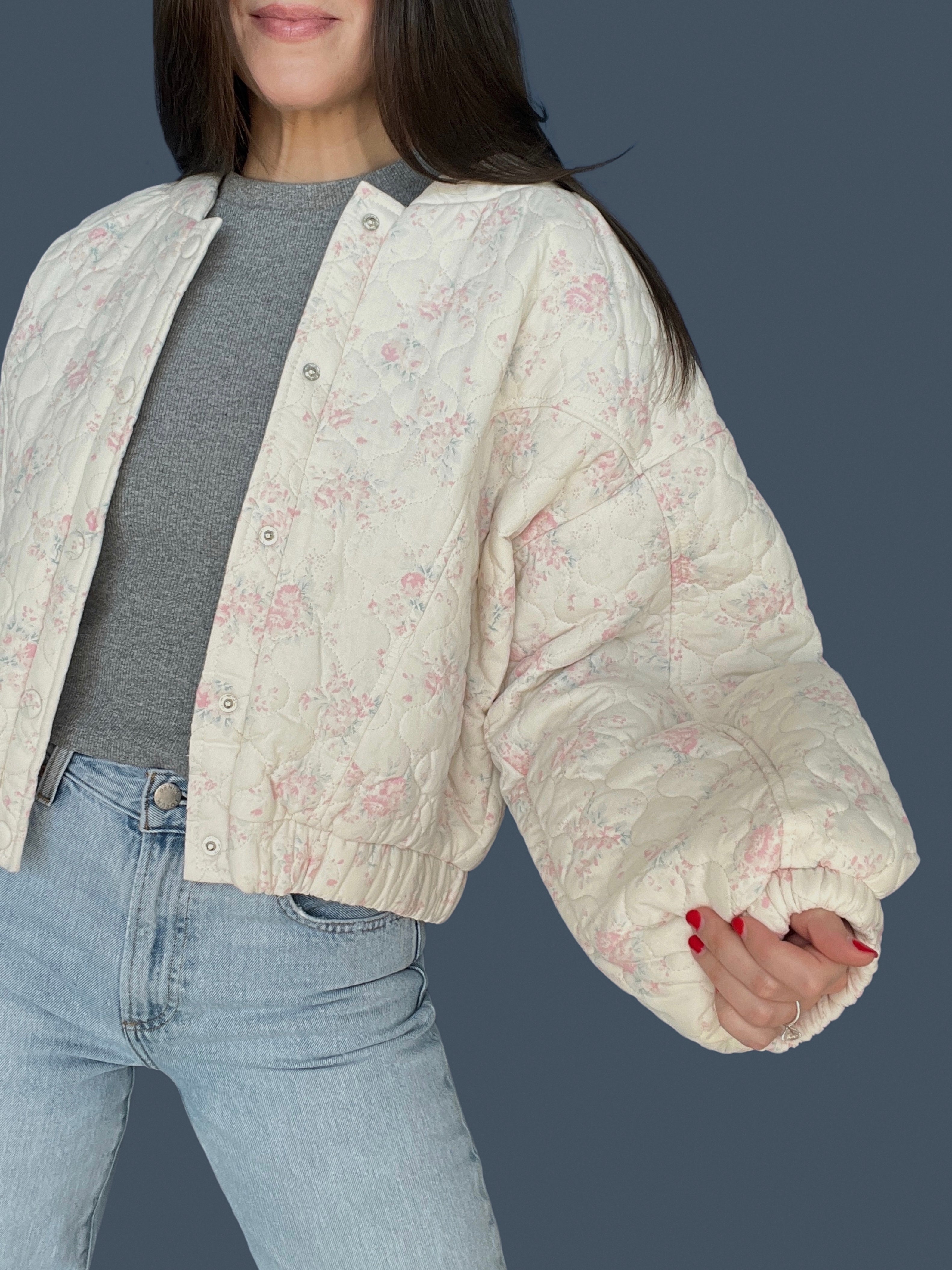 Floral Quilted Bomber Jacket