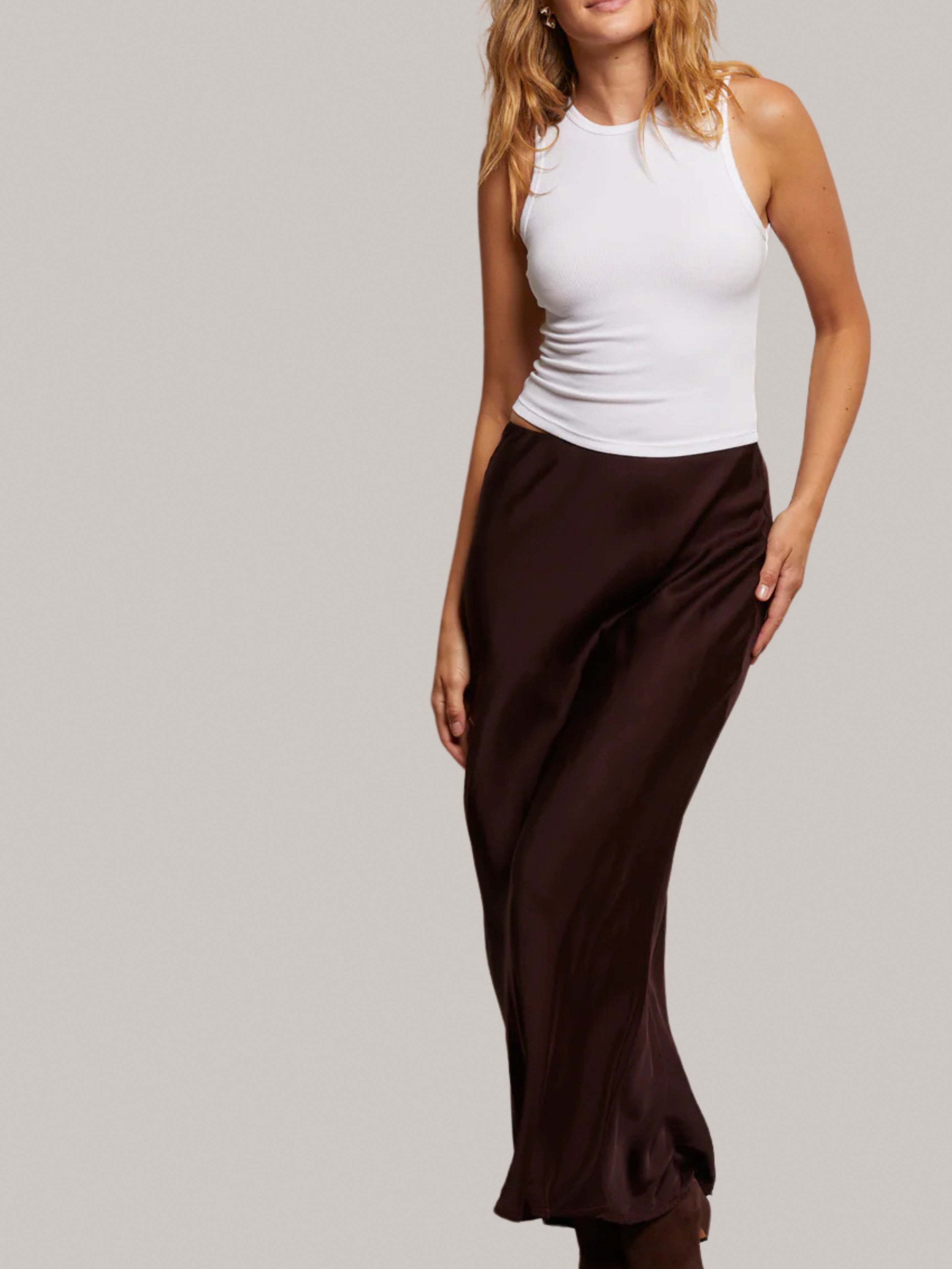 Satin Bias Skirt - Blackberry