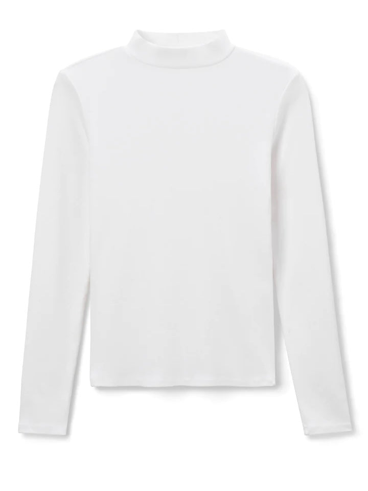 Mock Neck Rib Long Sleeve — WHITE