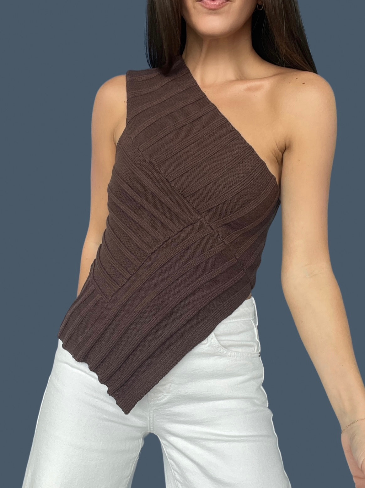 Angular Knit Top - Chocolate