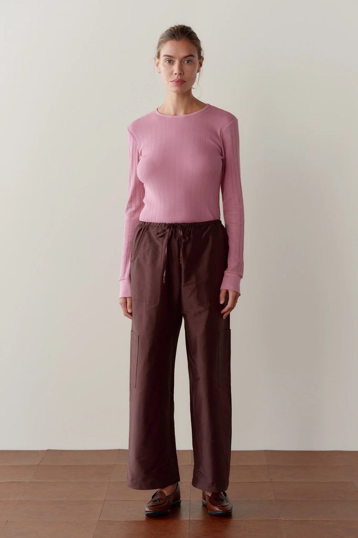 Silk Taffeta Cargo Pant - Espresso