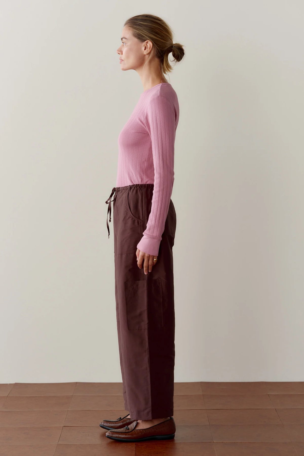 Silk Taffeta Cargo Pant - Espresso