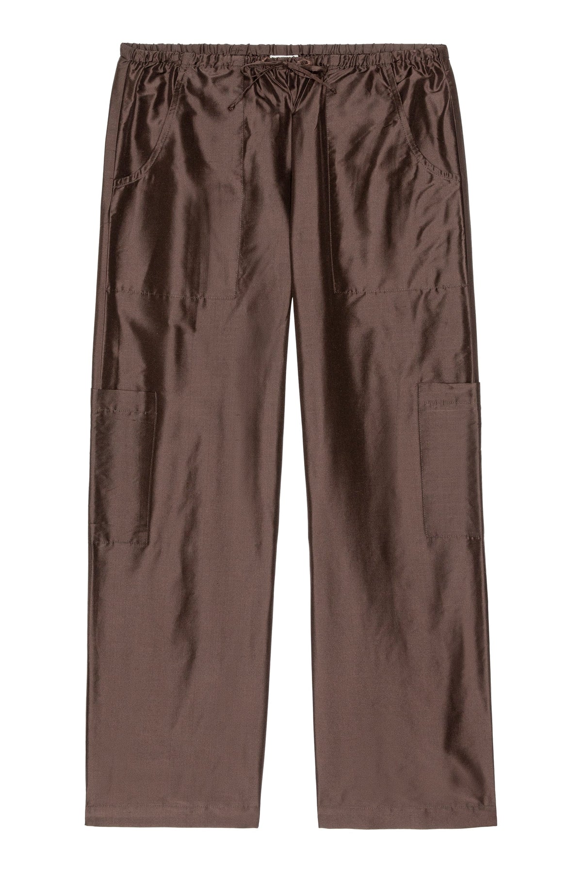 Silk Taffeta Cargo Pant - Espresso