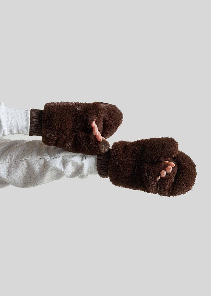 Faux-Fur Mittens - Chocolate
