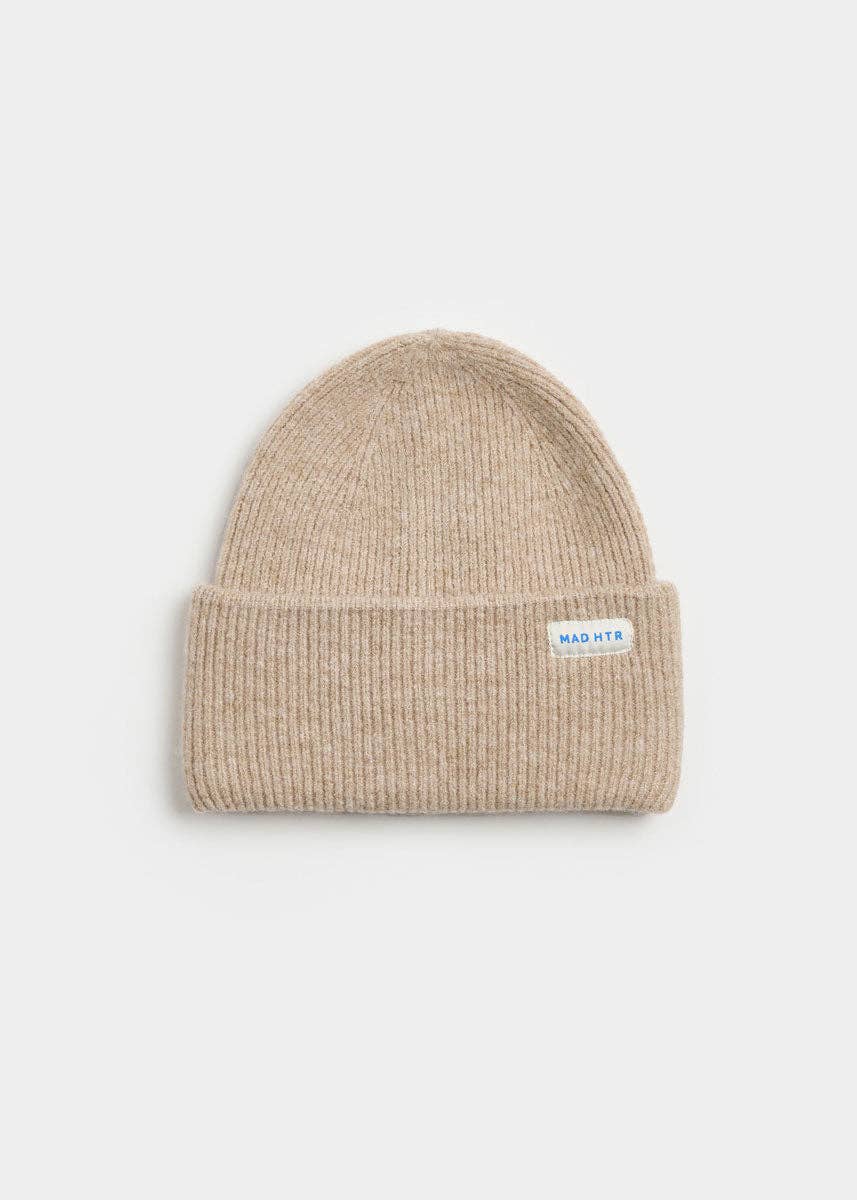Ribbed Knit Beanie - Heather Taupe