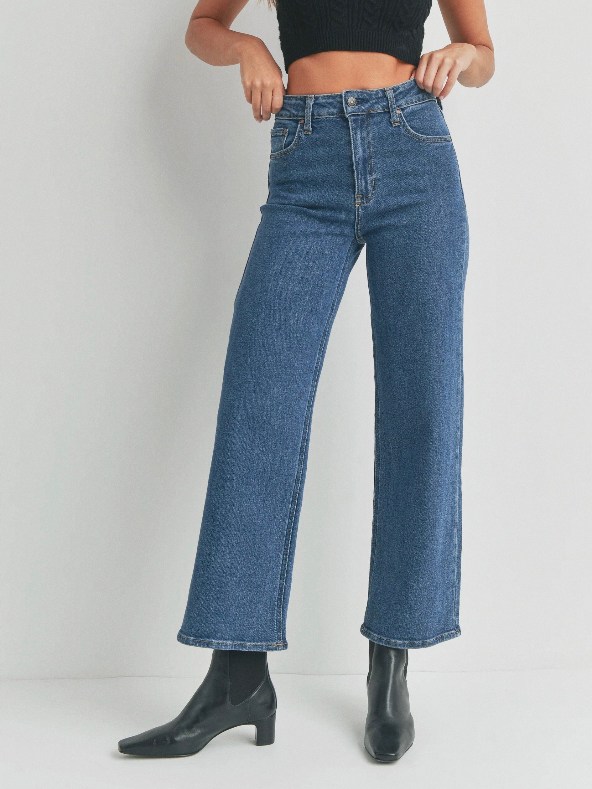 Full Length Straight Jeans - Dark Wash