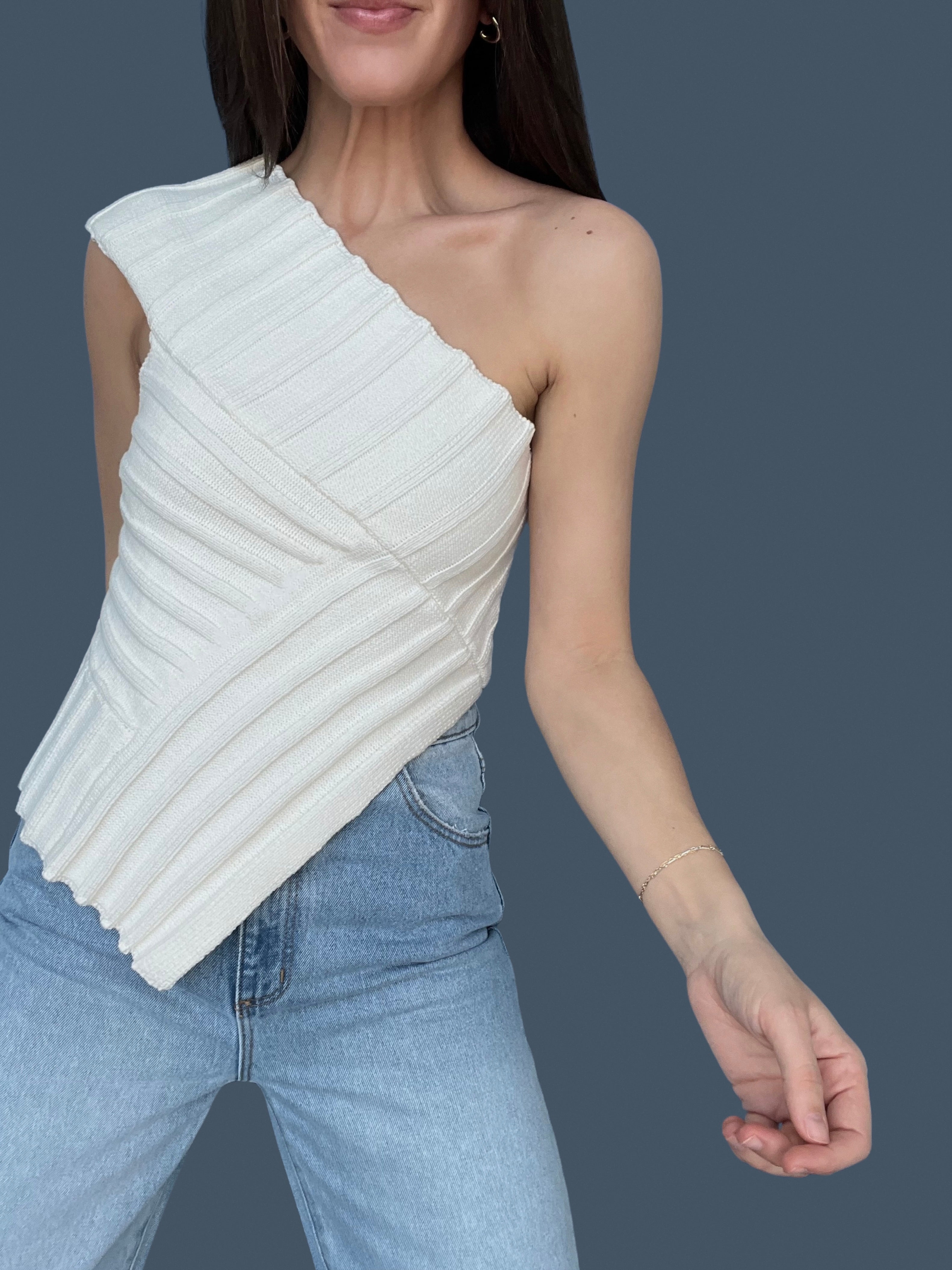 Angular Knit Top - Cream