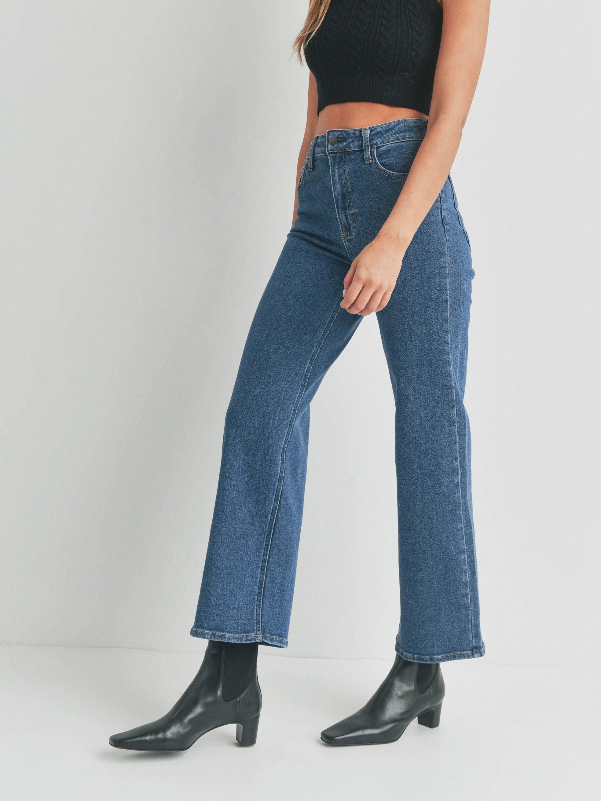 Full Length Straight Jeans - Dark Wash