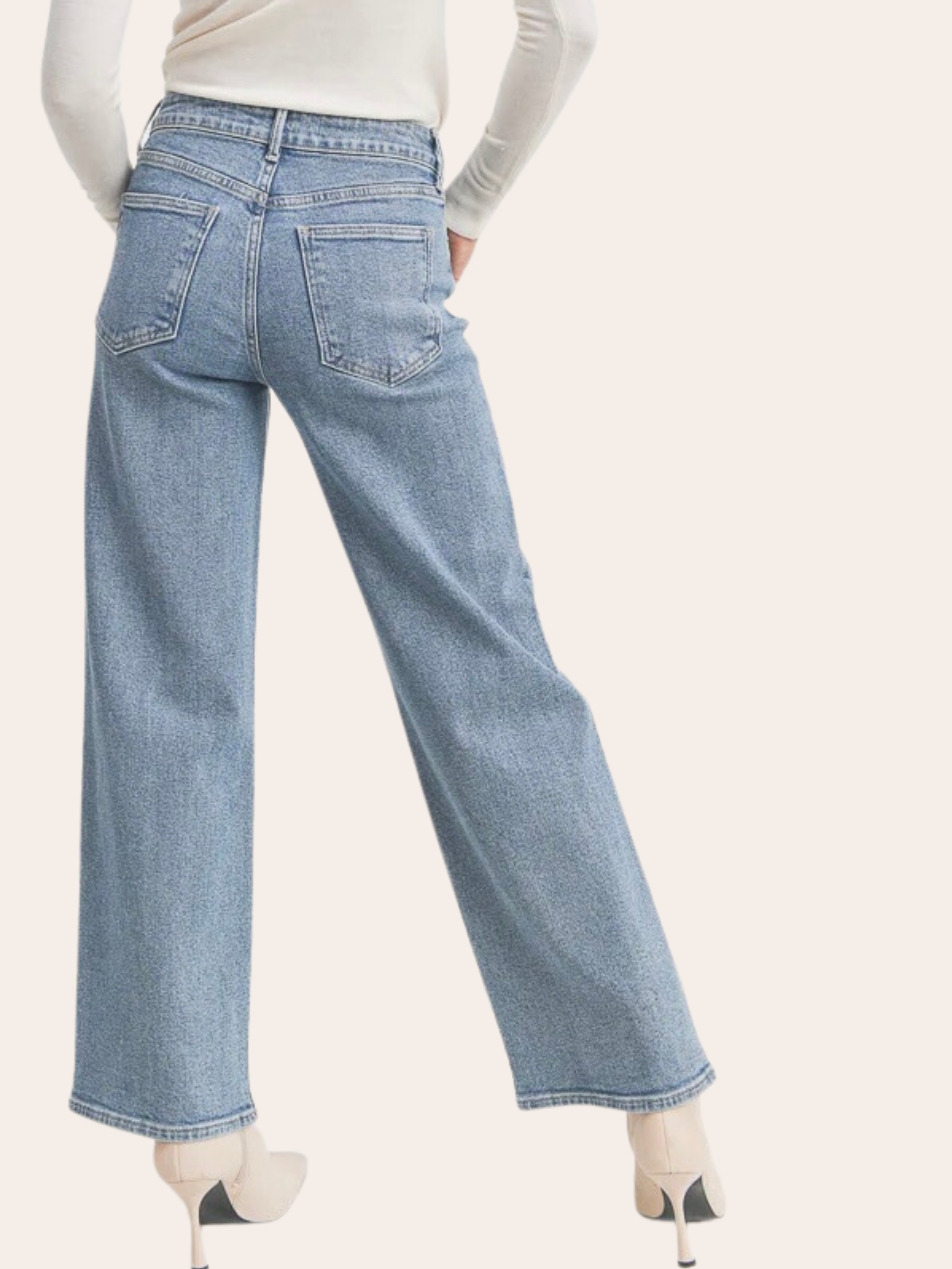 Full Length Straight Jeans - Light Wash