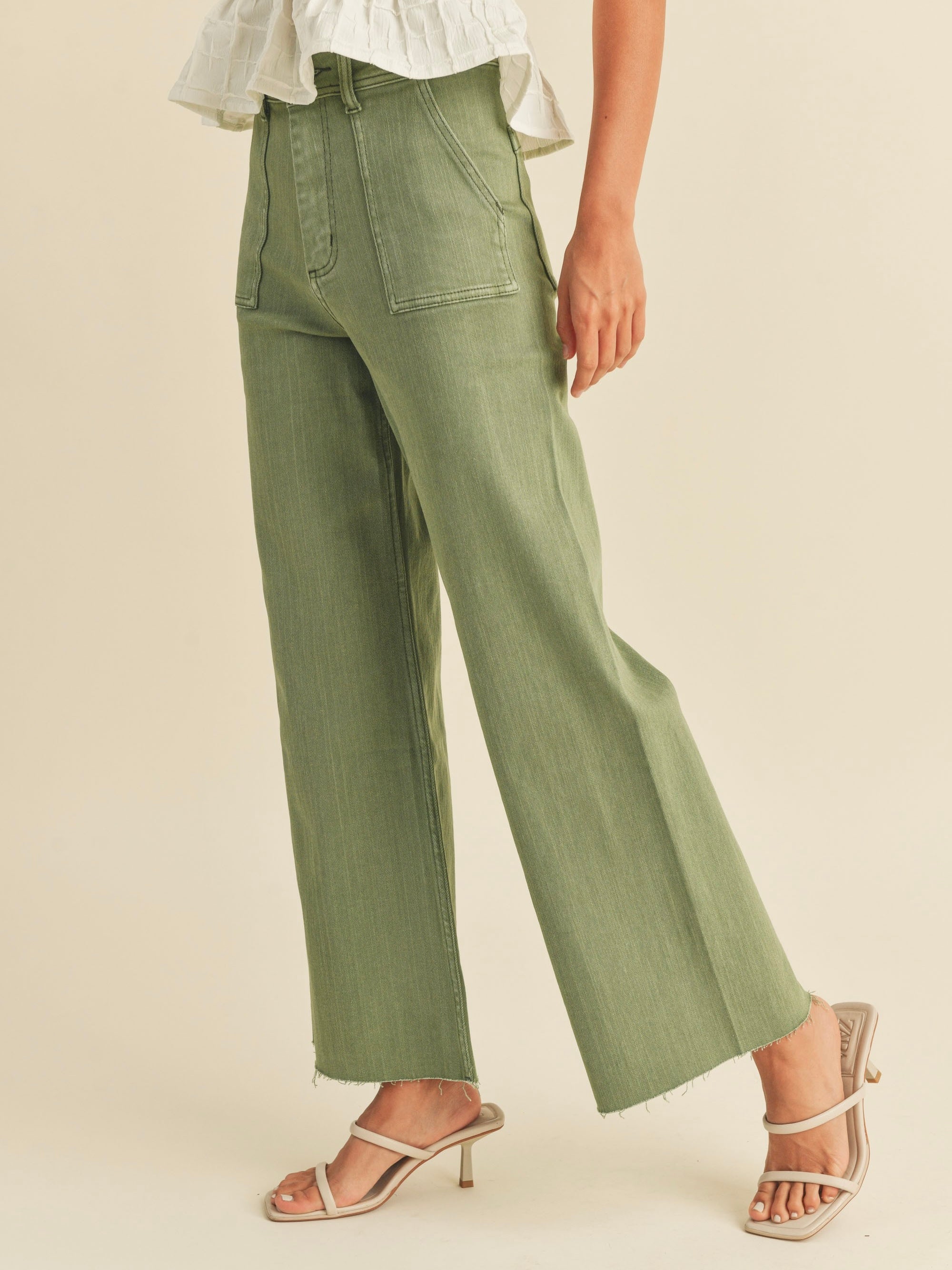 Wide Leg Pant - Avocado