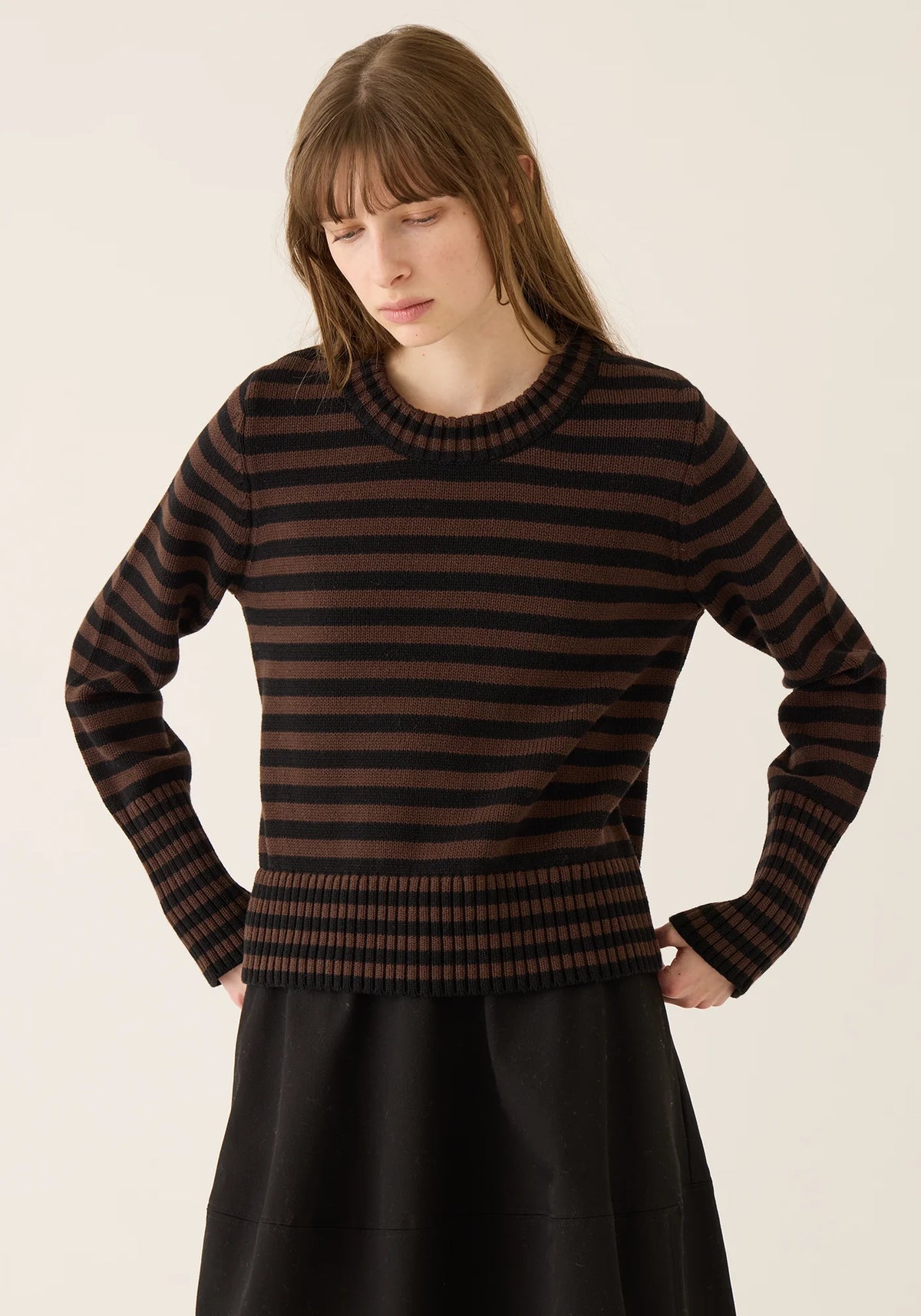 Micha Stripe Sweater - Espresso / Black